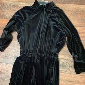 Black velvety one piece lounge jumpsuit